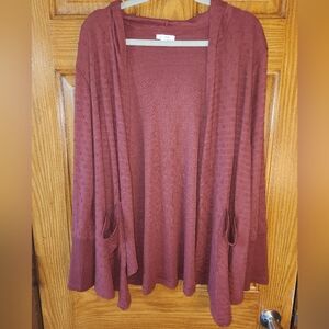 Maurices Dark Red Open Front Cardigan